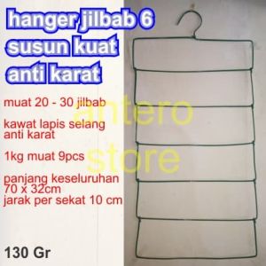 HANGER JILBAB KAWAT LAPIS SELANG 6SUSUN / ANTI KARAT/GANTUNGAN HIJAB
