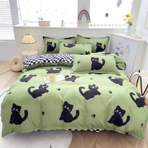 Duvet cover 150x200x230 Four-piece Bedding Set for Students Dormitory Single Cartoon Pure Washed Cotton Three-piece Set LZD