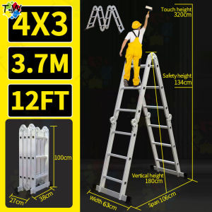 Aluminum Ladder Telescopic Thickened Alloy Folding Portable Multifunctional Adjustable Heavy Duty Foldable Step Ladder