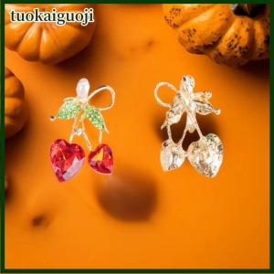 tuokaiguoji Thời trang màu đỏ pha lê trái tim anh đào hình trâm cài cho phụ nữ quần áo áo trang sức phụ kiện Quà Tặng