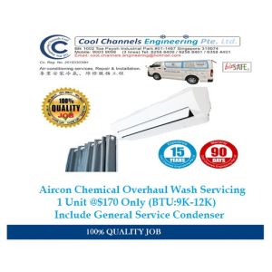 Aircon Chemical Overhaul Service (BTU: 9K-12K) 2 Units $300 Only | Include General Service Condenser
