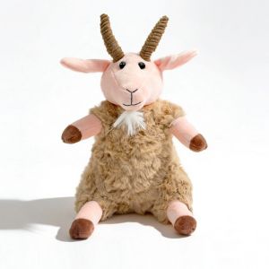 MAKERVY 31cm Goat Plush Toys Long-horned Sitting Cartoon Animal Doll Cute Lifelike Simulation Desktop Pets Home Decor