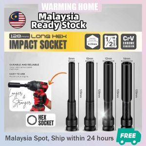【Ready Stock】1pcs 1/2 inch Extra Long 128mm Impact Wrench Hex Socket 8 / 10 mm Power Tools Adapter