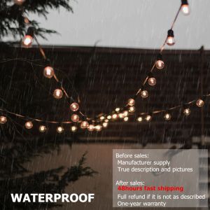 Solar String Lights G40 Glass bulb 10/25LED Waterproof For Outdoor Indoor Lighting