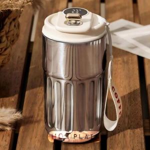MUG Kopi Botol Minum Tumbler Gelas Termos Mini Panas Dingin Smart Digital Display SUS HN 136 - SS