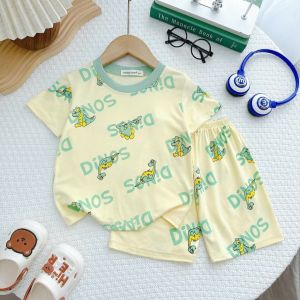 KIM217 Bộ ngắn thun lạnh hoạt hình (9-30kg) vải mềm màu sắc dễ thương hình in cute ngầu cho bé trai
