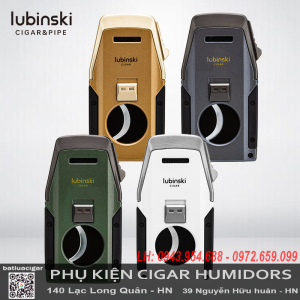 Bật lửa khò cigar Lubinski YJA-10067 chính hãng – 2 tia lửa tích hợp dao cắt & đục cigar nhỏ gọn sang trọng
