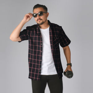 DGM Kemeja Pria Flanel Kemeja Flanel Pria Lengan Pendek Flanel Flannel 013 A