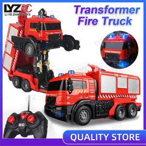 LSRC Transformation Robot Car Action Toys FireTruck Engine Vehicle Music Light Water Rechargeable Car Educational Boy Kids BEST Gift
