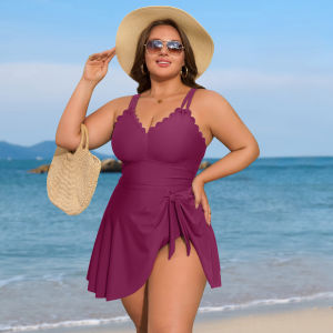 Charmo Plus Size Swimsuit for Women Swim Dress Scalloped One Piece Tummy Control Bathing Suit Ruched Swim Suits 2025