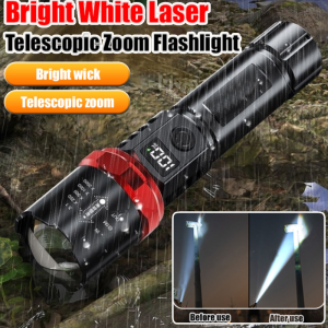 Super Bright Portable Flashlight Zoom Telescopic Lighting Flashlight USB Charging Digital Display Hiking Lamp