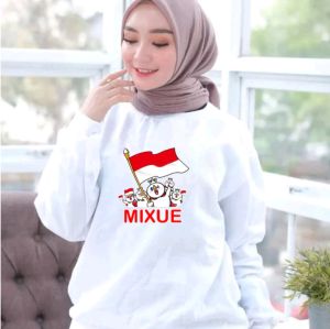 Sale Spesial Sweater Pria Wanita Mixue Indonesia Kaos 17 Agustus Hut RI Crewneck Dirgahayu Pancasila