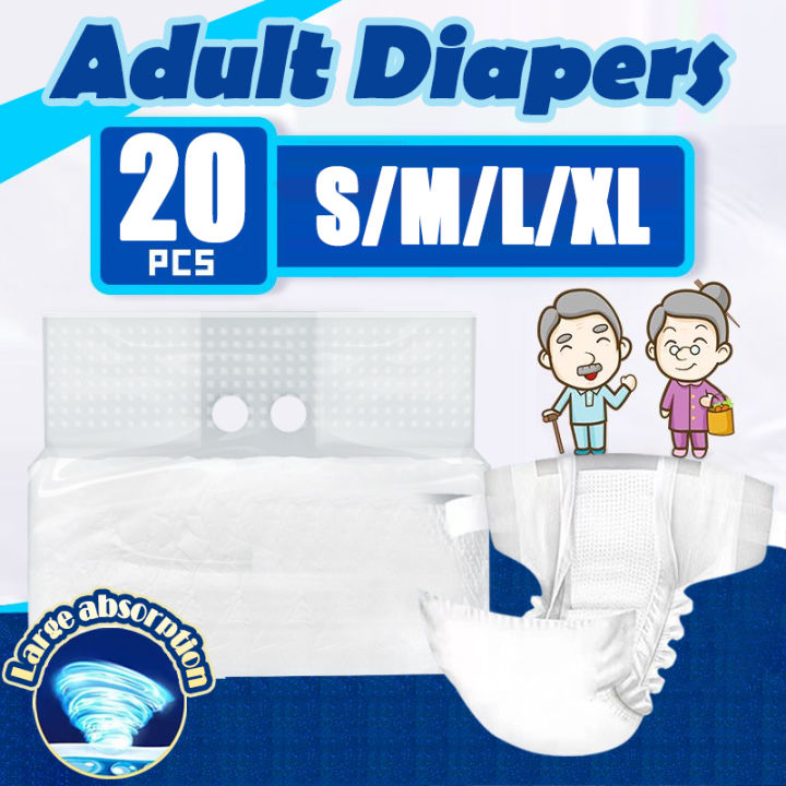 Korean 20/10 pcs adult diaper pants with adhesive tape diapers S, M, L