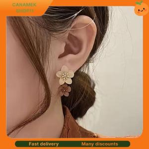 ❣️❣️❣️ Brown Two Color Flower Drop Dangle Earrings For Women Korean Fashion Jewelry Wedding Party Girl Elegant Jewelry Accessories