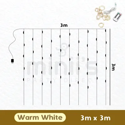 Miniis 3M LED Curtain Lights warm white light wireless waterproof Decoration For Home Window