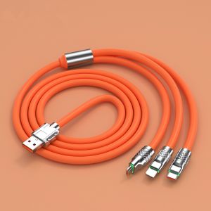 Dây Cáp Sạc Nhanh 6A USB-C Micro-USB Bằng Silicon Có Đèn led Cho for iPhone dây sạc Type c