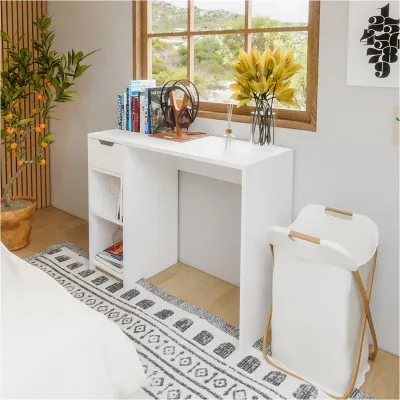 Koncept Furniture โต๊ะทำงาน PLAY รุ่น WHITIE สีขาว-ลินเบิร์ก (100x40x75 ซม.)