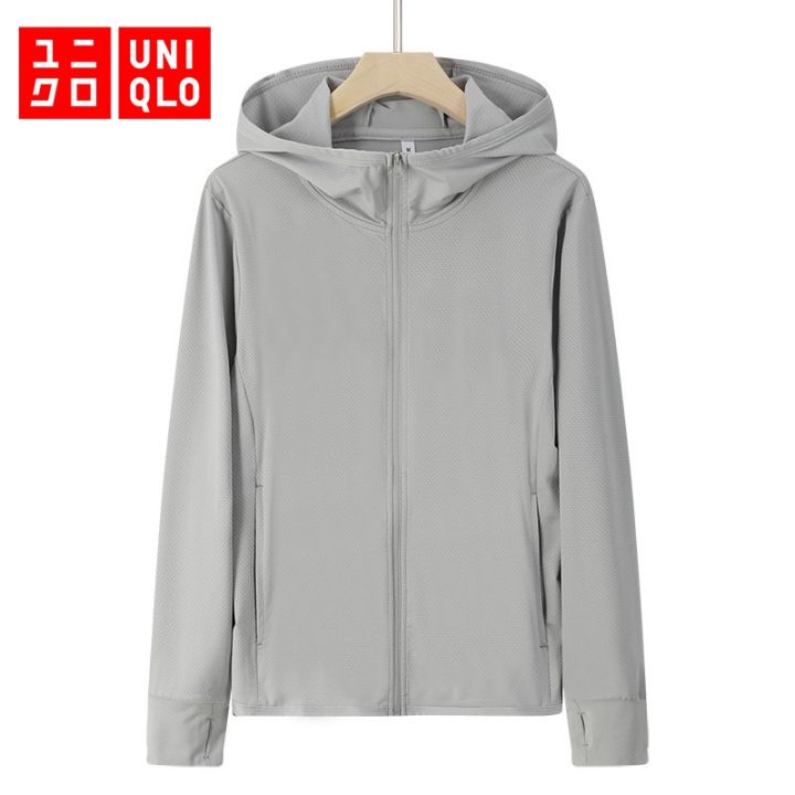 Ready Stock Uniqlo Women Jacket Airism UV Protection UPF 50+ Mesh Long  Sleeve Full Zip Hoodie Outdoor Jacket