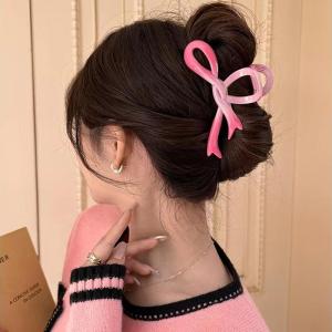 New Acrylic Beautiful Gradient Pink Hair Clip Butterfly Bow Hairpin Grips Accessories for Women Girls
