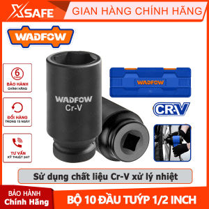 Bộ 10 đầu tuýp 1/2" 40mm-78mm WADFOW gồm kích thước 10.12.13.14.15.17.19.21.22.24 mm sử dụng chất liệu Cr-V. Xử lý nhiệtchính hãng