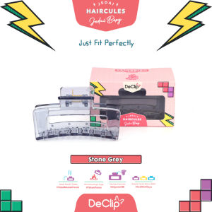 DeClip Jedai Boxy Haircules Jepit Kotak Ukuran 9cm Warna Stone Grey