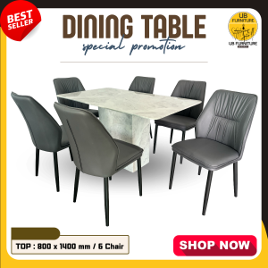 โต๊ะทานข้าว 6 ที่นั่ง ขนาด 800 x 1400 mm