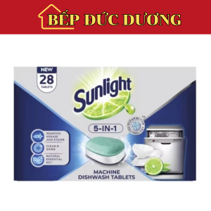 Hộp Viên Rửa Chén Bát Sunlight 5 in 1 Dành Cho Máy Rửa Chén Bát (28 Viên/Hộp)- Bếp Đức Dương