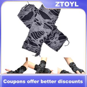 【ZTOYL】 A Pair Gothic Arm Warmer Fingerless Beggar Punk Halloween Gloves Hole Cosplay