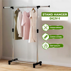 ORANGE Rak Gantungan Baju Serbaguna Stand Hanger Standing Rak Besi Jemuran dengan Roda