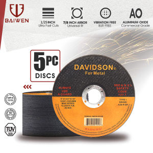 BAI WEN 5-Pack 125X1.2X22MM Cut Off Wheels 5 Inches Stainless Steel & Metal Cutting Disc for Angle GrindersCutting Machines(12200RPM)
