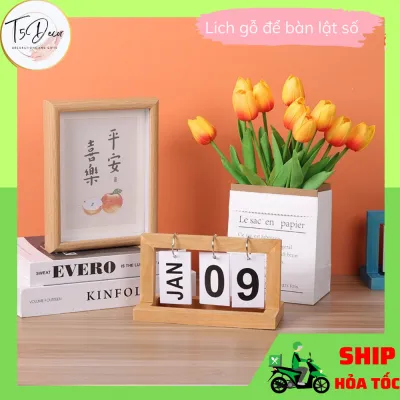 Lịch Gỗ Để Bàn Lật Số Decor Trang Trí Nhà Cửa - Lịch Lật mini phong cách tối giản