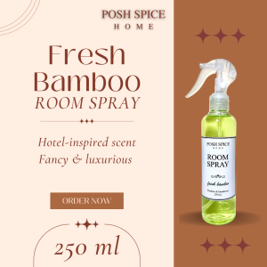 Fresh Bamboo Room Linen Spray Refill Air Freshener Deodorizer Aromatherapy Disinfecting 500ml Odor Eliminator Posh Spice