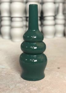 Hồ lô thu lôi chống sét mái nhà gốm sứ Bát Tràng màu xanh lá có tráng men cao 43cm và 35cm