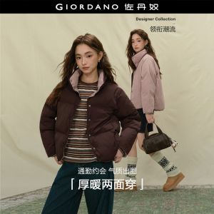 Giordano Women Reversible stand collar puffer jacket Free Shipping 18375514
