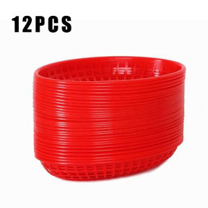 12PCS Food Tray Basket Fries Burgers Fry Serving Tray Oval Plastic Fast Food Restaurant Baskets For Fruit