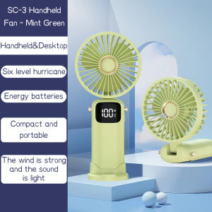 USB Handheld Mini Fan Foldable Portable Neck Hanging Fans 5 Speed USB Rechargeable Fan with Phone Stand and Display Screen
