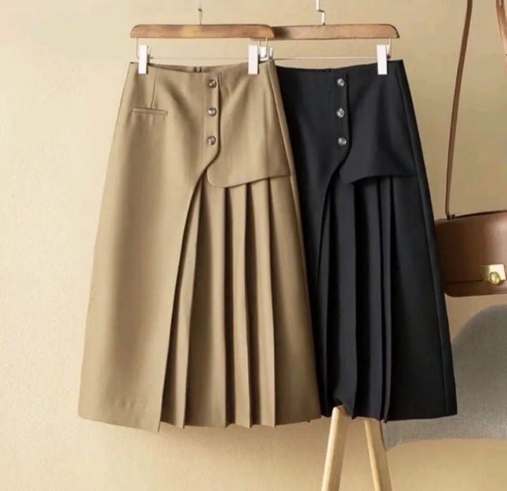 Chân váy Midi dài Lưng cao Màu trơn Ulzzang Hàn Quốc Chân váy Cạp cao Xinh  thời trang | Shopee Việt Nam