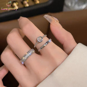 CODแหวน เซ็ท3ชิ้น ประดับเพชร  เครื่องประดับ แหวนแฟชั่นสำหรับผู้หญิง  เปิด สไตล์เกาหลี เรียบง่าย เข้ากับทุกการแต่งกาย