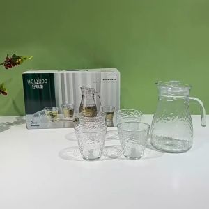 Glasses Jar Pitcher Glass Set Glass Jug Air Kendi Air Tempayan Air Borosilikat Kaca Pitcher Bekas Air Sejuk 水壶套装