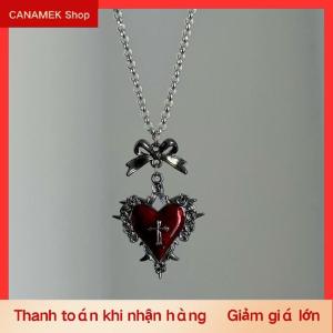 CS Y2k Bow Chữ Thập Vòng Cổ Trái Tim Cho Cô Gái Đồ Trang Sức Gothic Phụ Kiện Cổ Điển Rose Goth Collares Chain Cho Phụ Nữ Người Đàn Ông Punk Vòng Cổ