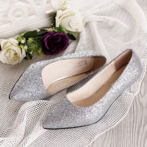French Girl High Heels New Crystal Sequin Temperament Wedding Shoes Bridal Shoes Stiletto Pointed Toe Shoes Women