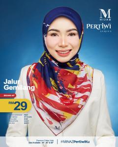 Minaz AURORA READY STOCK Hijab Square Tudung Bawal Printed Merdeka Raya Mudah Bentuk Ironless Bidang 45 kids adult travel friendly women
