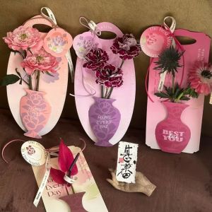 RISEDOT 5pcs Romantic Bouquet Mothers Day Bouquet Bag Literary Tote Bag Packaging Bags  DIY Flower Wrapping Paper Mothers Day