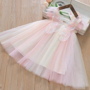 FLYING Butterfly Design Butterfly Mesh Dress Fly Sleeve Mesh Beach Dress Cute Rainbow Color Fly Sleeve Dress For Toddler Girl