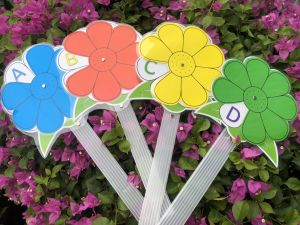 Combo 30 - 50 bông hoa xoay trắc nghiệm 8 cánh. ABCD ĐS Mếu Cười - giáo cụ dạy học siêu rẻ