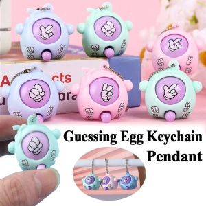 5Pcs Mini Funny Game Device Finger-guessing Game Rock Paper Scissors Toy Round Egg Key Chain Pendant