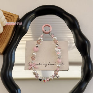 Original Crystal Black Pink Sweet Cool Womens Bag Pendant INS Pearl Keychain Pendant Cartoon Alloy KT Phone Chain