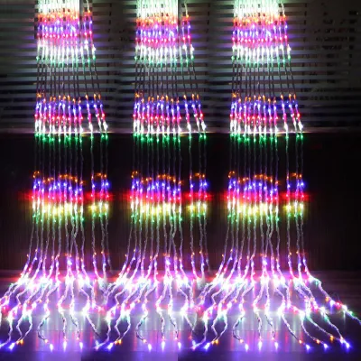 Meteor shower waterfall lights 3X3M 320 LED waterfall curtain icicle LED string lights meteor shower rain effect string lights Christmas wedding lights