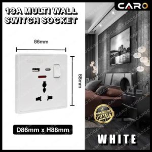 <MULTI SOCKET> 13A MULTI SWITCH SOCKET WALL POWER UNIVERSAL SOCKET USB + TYPE-C FAST CHARGING PORT