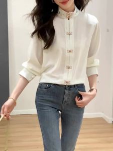 Ammin แจ็คเก็ตปักลายสำหรับผู้หญิงใหม่เสื้อปักลายแขนยาวสไตล์คอตั้งจีนแฟชั่นทรงหลวมเข้าได้กับทุกชุด